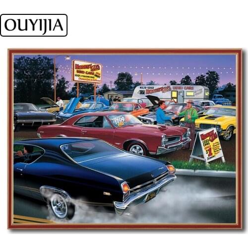 OUYIJIA 5D Diamond Cartoon DIY Painting Diamond Muscle Vintage Car Embroidery Rhinestone Decoration Gift Mosaic Cross Stitch