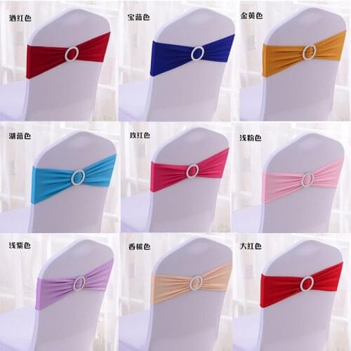 Hotel Banquet Wedding Chair Sashes Stretch Chair Band Red Pink Purple Royal blue Chair Bow Party Chairs Decorations