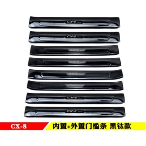 Free shipping for Mazda cx-8 CX8 2018 2019 stainless steel Rear Bumper Car door cover inside and outside door sill plate