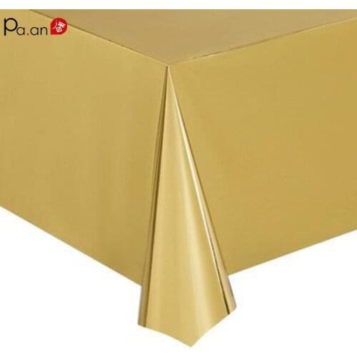 Household Festive Golden Aluminum Foil Bronzing Tablecloth Birthday Party One-time Decoration Supplies Table Cloth 274*137CM