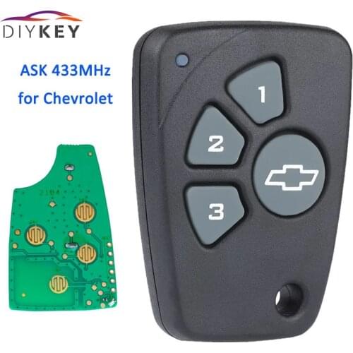 DIYKEY 4 Button Remote Car Key Fob 433MHz for Chevrolet Cruze Spark Onix Silverado Volt Camaro Keyless Entry Remote Control Key