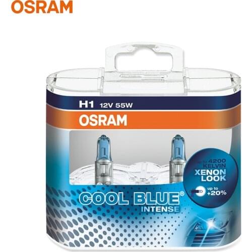 OSRAM H1 H3 H8 HB4 4200K Cool Blue Intense 55W Original Halogen Car Headlight 12V Hi/Lo Lamps Fog Light Brightening +20% (Pair)