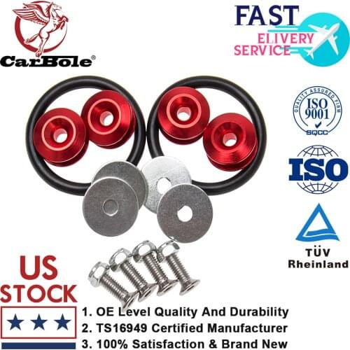 JDM Accessory Universal Quick Release Fasteners Kit Red For Car Bumpers Trunk Fender Hatch Lids Kit