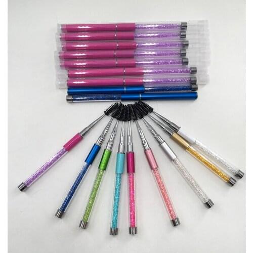 Good Quality Rhinestone Lash Brush Reusable Eyelash Brushes Mascara Wand Applicator Eyelash Extension Makeup Tool