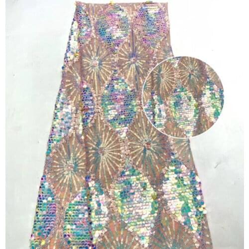Sequins L-59381 Mesh French Lace Embroidery Fabric African tulle Lace Fabric High Quality with sequins