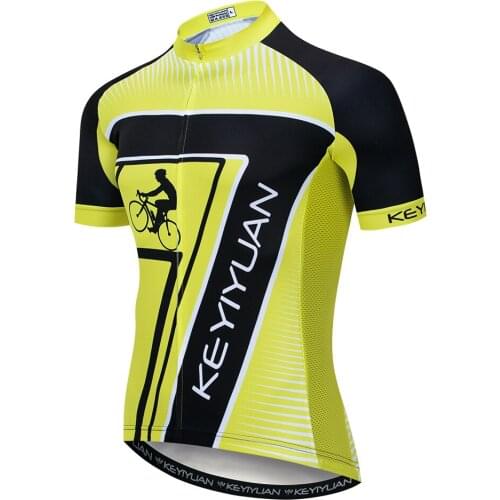 Summer Light Green Short Top KEYIYUAN 2021 Cycling Jacket 3D Breathable Mtb Jersey Roupa Ciclismo Masculino