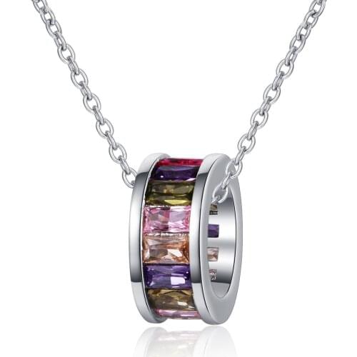 Fashion Simple Exquisite Color Zircon Pendant Necklace Charm Womens Necklace Love Girlfriend Anniversary Jewelry Gift