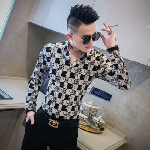 2021 mens shirt long sleeve Korean handsome slim light luxury fashion handsome leisure senior autumn stripe men