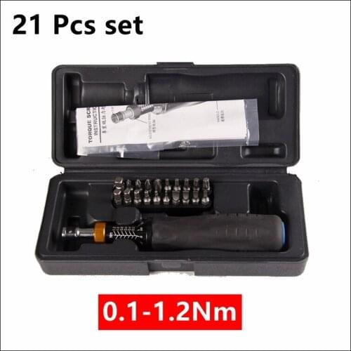21 pcs set 0.1-1.2\1-6\5-10 Nm Adjustable Torque Screwdriver Set Torque Repair Tools Kit Bicycle repair spanner hand tools