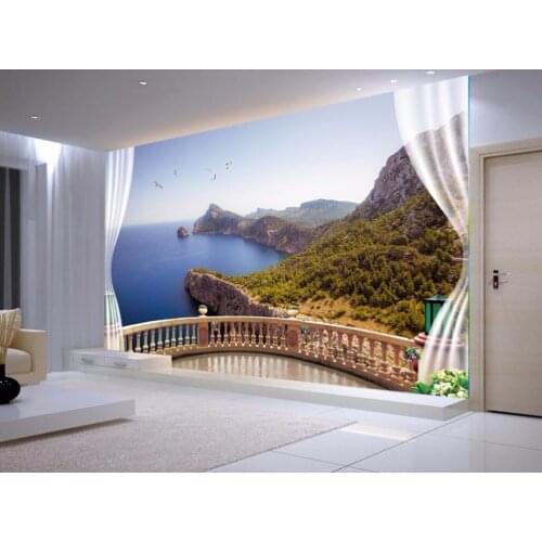 3d room wallpaper custom photo mural Balcony Coast Landscape picture decor painting 3d wall mural wallpaper for walls 3 d