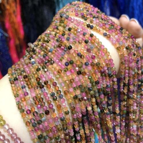 Natural Stone Tourmaline Round Shape Crystal Loosely isolation Bead For Jewelry Making DIY Necklace Bracelet Accessories