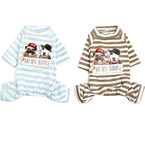 2020 New Stripe Dog Cat Pajamas Clothes Summer Cotton Pet Jumpsuit for Small Dogs Cats Chihuahua Puppy Overalls Katten Costume