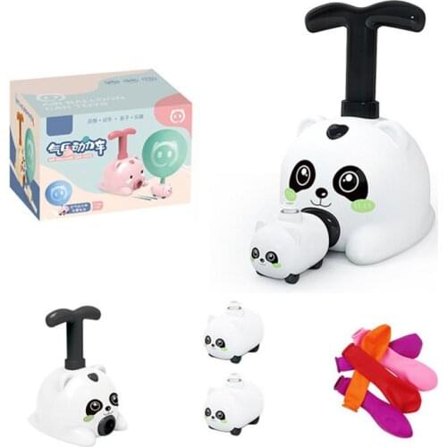New Balloon Inertial Powered Panda Car Funny Toys Preschool Educational Science Toys With Manual Balloon Pump For Kids