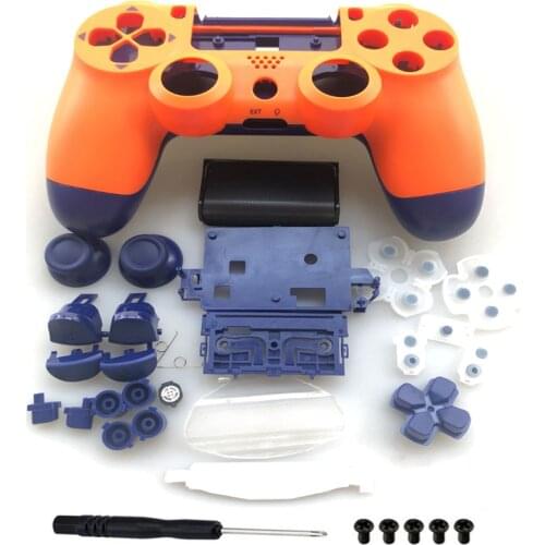 Full Set Housing shell Repair buttons Case For DualShock 4 PlayStation 4 PS4 Pro jds 040 JDM-040 Controller Cover Orange Blue