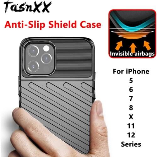 For iPhone 12 11 Pro Max XS XR Anti Slip Soft Silicone Shield Phone Case for iPhone 6 6s 7 8 Plus SE 2020 Protector Bumper Shell