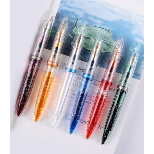 Transparent Clear Eyedropper Fountain Pen EF/F Nib High Capacity Inking Pens for School Writing Office Supplies Stationery