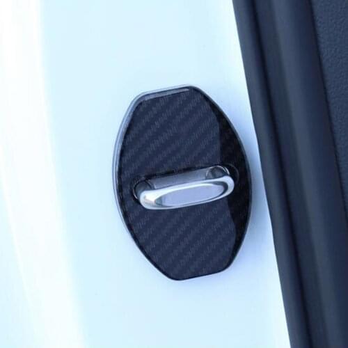 Carbon fiber Door Lock Buckle Protection Protective Cover trim For VW polo 2015 2016 car accessories 2017 2018 2019 2020