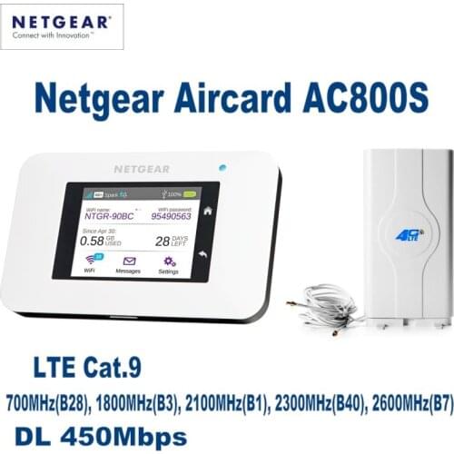 UNLOCKED Netgear Aircard AC800S 4G router Plus with 4g External antenna