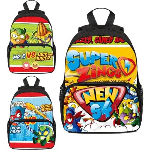 Sac A Dos 12/16 Inch Anime Superzings Backpack Children Kindergarten Rucksack Boys Cute Super Zings Bag 3D Printed Bookbag Kids