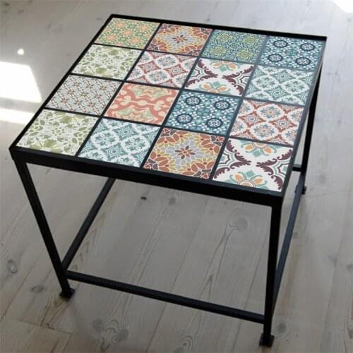 Mediterranean Vintage Tiles Wall Stickers Self-Adhesive Waterproof Non-slip Wallpaper For Kitchen Bathroom Furniture Decor Decal