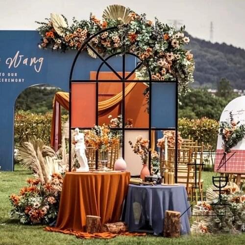 Wedding Flower Arch Backdrop Stand Wrought Iron Stage Screen Ceremony Party Home Decoration Metal Props