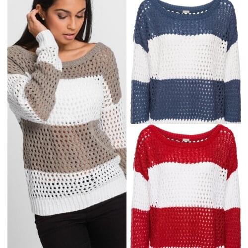 Sweaters Women Spring Autumn Korean Fashion O-Neck Hollow Out Oversized Mixed Colors Y2K Pullovers Womens Clothing 2021 Casual