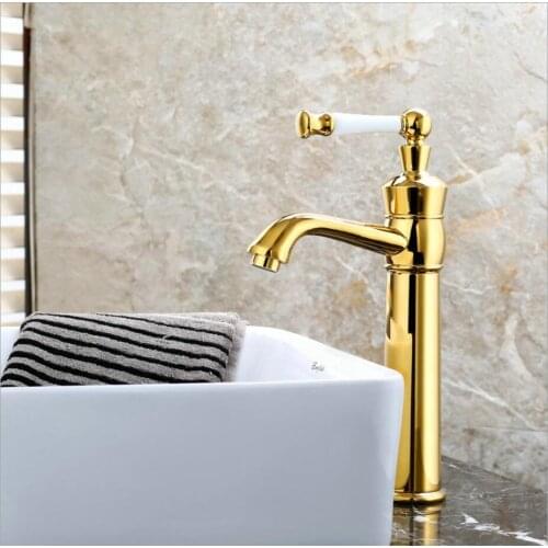 Vidric New Arrivals Bathroom Faucet hot and cold Gold Crane Brass Basin Faucet Wash Basin Sink Faucet Single Handle water tap