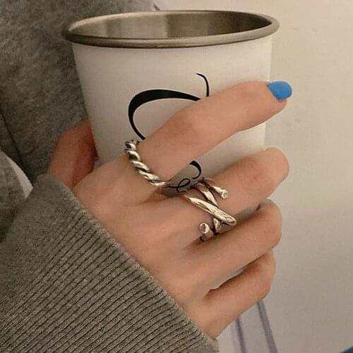 South Korea Aesthetic New Fashion Knuckles Womens Ring Vintage Jewelry Hollow Adjustable Accessories Gift Wholesale 2021 Trend