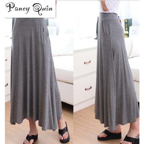 WOMEN COTTON skirts Big swing Pocket Modal skirts womens saias femininas BEACH maxi long skirts saias femininas