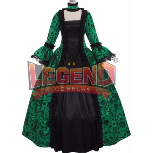 Renaissance Medieval Carnivale Gown Gothic Victorian Masquerade Long Dress Rococo green dress