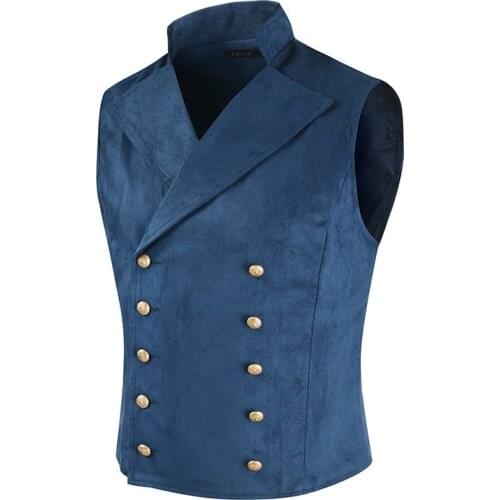 2020 Autumn Mens Vest Sleeveless Lapel Double Breasted Solid Color Vintage Business Joker Breathable Male Slim Suit Jacket