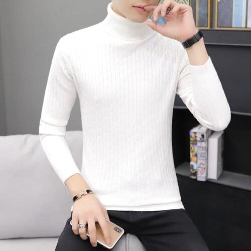 Winter High Neck Thick Warm Sweater Men Turtleneck Brand Mens Sweaters Slim Fit Pullover Men Knitwear Male Double collar