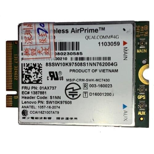 01AX737 For Lenovo 4G module EM7430 GOBI6000 ThinkPad T470S, X270, X1-CARBON, X1-YOGA, X1-TABLET, YOGA-370, LENOVO-TABLET-10