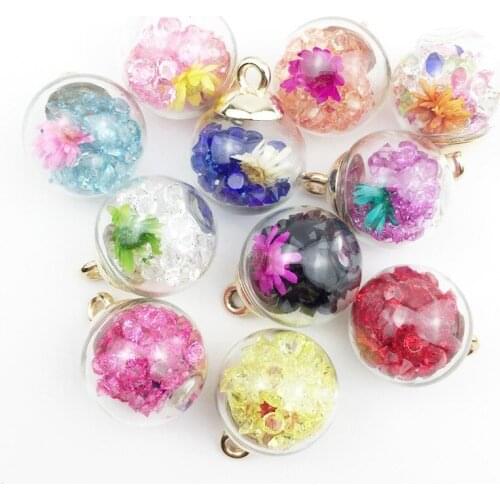 10pcs Fashion Dried Flower 16mm Glass Ball Jewelry Making handmade Hot DIY Pendant Necklace Bracelet Hair Rope Parts Accessories