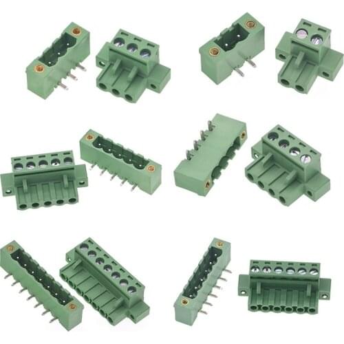 100Pairs 5.08 mm 2 3 4 5 6 7 8 9 10 12 14 16 Pin Screw Terminal Block PCB Male Pin Header Right Angle Plus Female Socket Wire