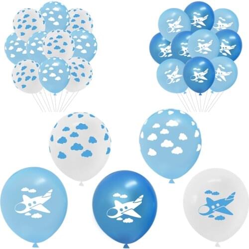 12inch Blue White Cloud Plane Latex Balloons Boy Airplane Globos Toy Kids Birthday Wedding Party Decor Supplies Confetti Balloon