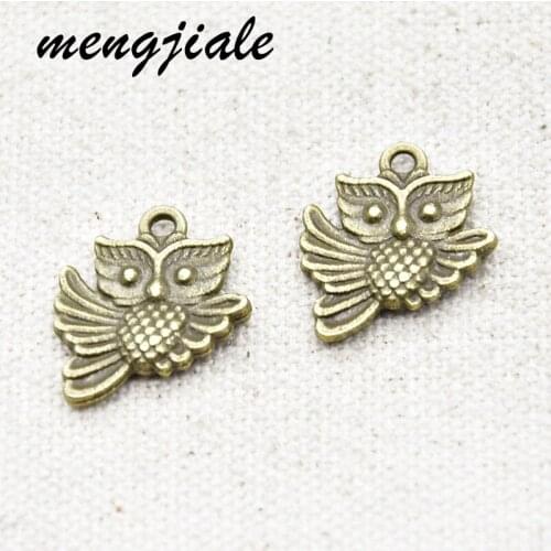 10PCS Antique Silver Owl Charms pendant DIY Supplies Jewelry Making 17*16*2mm