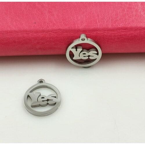 20PCS Charm Dangle Jewelry Letter Yes Hollow Charms Stainless Steel DIY Charms Accessories Necklace Jewelry Happy Halloween