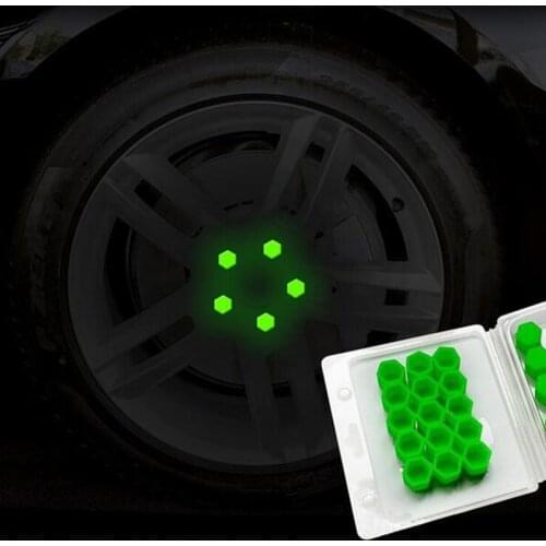 20 x Luminous Phosphoresce Wheel Nuts Covers Protective Cap Car Accessories Bolt Caps Hub Screw Protector Silica Gel 17# 19# 21