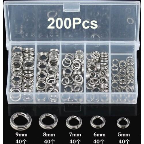 1Set 200pcs Connecting Fishing Rings Sets Stainless Steel Fishing Solid Double Ring Connector Lure For Fishing Snap Accessories