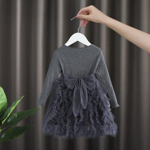 2020 New Fashion Winter Dress Knitting Girl Dress Causal Long Sleeve Children Clothes Kids Dresses For Girls For 2-6 Years Old