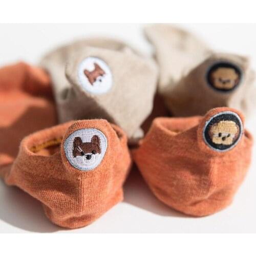 5 pairs Summer Cotton Women Short Socks Cartoon Dog Animal Patterned Colored Socks Cute Girl Comfort Socks Funny Breathable Sox