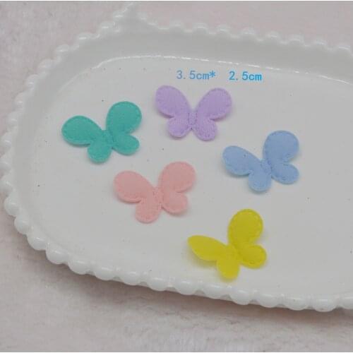 50Pcs/lot 3.5*2.5cm Padded Candy colored little butterfly for DIY Hat Clothes Leggings Sewing Supplies Headwear Decoration