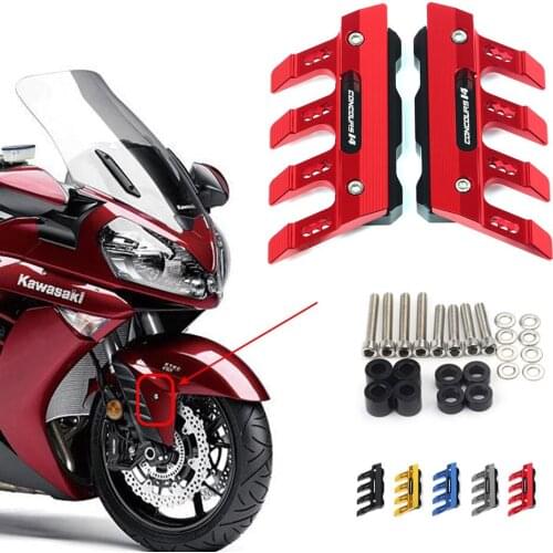 With Logo For KAWASAKI CONCOURS14 Motorcycle CNC Accessories Mudguard Side Protection Block Front Fender Anti-Fall Slider