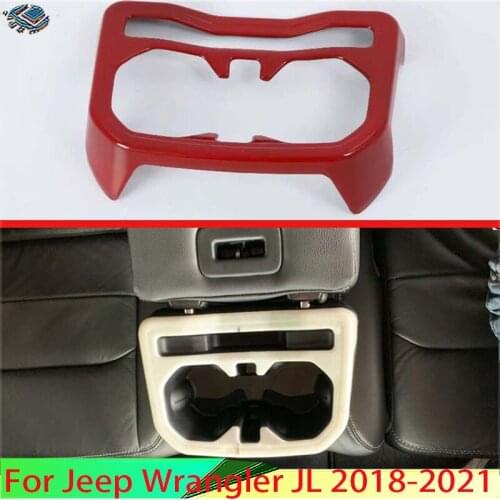 For Jeep Wrangler JL 2018 2019 Rear Seat Drink Cup Holder Chrome Trim Cover Bezel Surround Frame Styling