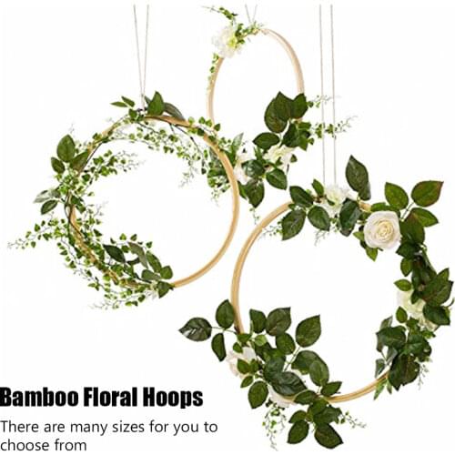 10-30cm Bamboo Ring Wreath Garland Wedding Decoration Wall Hanging Floral Wreath Bride Flowers DIY Dream Catcher Hoop
