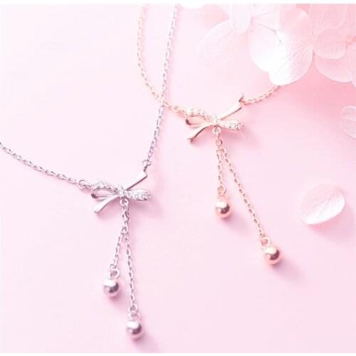 Sole Memory Shiny Rhinestone Butterfly Tassel Cool Sweet 925 Sterling Silver Clavicle Chain Female Necklace SNE565