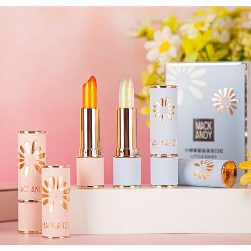 Lovely Flower Gilding Temperature Change Color Lipstick Moisturizing Nourishing Long Lasting Fade Lip Line Magic Color Lip Balm