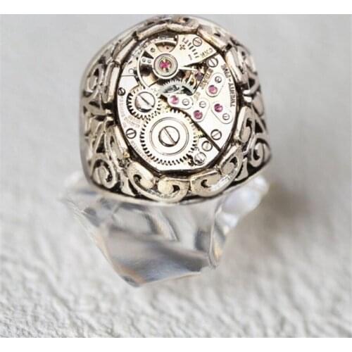 Punk Style Metal Gear Design Ring Complex Machine Pattern Future Topic Jewelry For Student Cool Finger Accessories Gifts Band