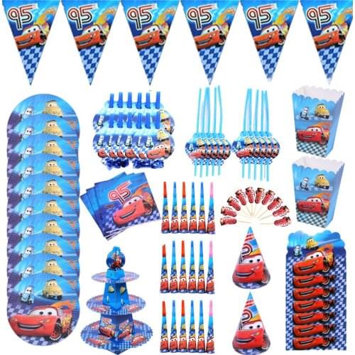 Disney Lightning McQueen Cars Birthday Party Decorations Kids Favor Paper Cups Plates Baby Shower Disposable Tableware Supplies